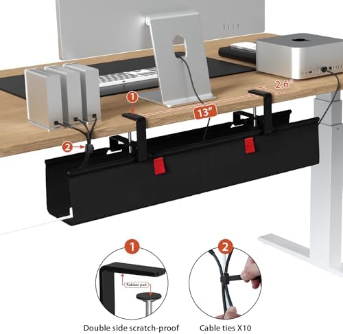 Univivi No Drill Under Desk Cable Management Tray, 28 inch Cable Management - Image 3