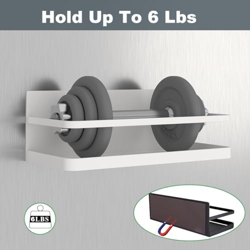 Magnetic Spice Rack Organizer Single Tier Refrigerator Spice Storage Shelf, Easy to Install The Side of The Refrigerator Can Hold spices, Jar of Olive Oil (White, 2 PACK) - Image 3