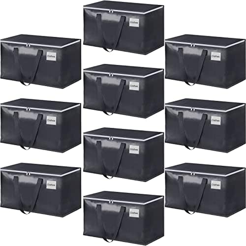 StorageRight Heavy Duty Moving Boxes-Moving Bags with Zipper, Reinforced Handles and Tag Pocket-Collapsible Moving Supplies-Totes for Storage Great for moving, Storage and Travel 93L(Gray-10 Pack) by StorageRight