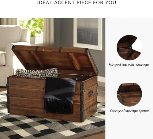 Signature Design by Ashley Storage Trunk Coffee Table, Brown, Kettleby - Image 5