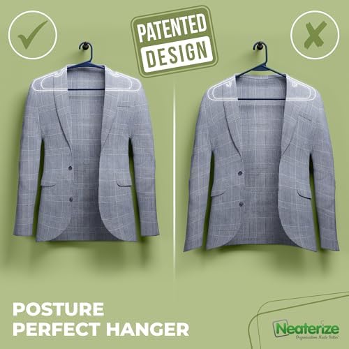 NEATERIZE Clothes Hangers Plastic 100 Pack for Adults - Plastic Hangers, The Perfect Coat Hanger and Space Saving Clothes Hangers for Closet - Navy Blue Hangers - Image 3