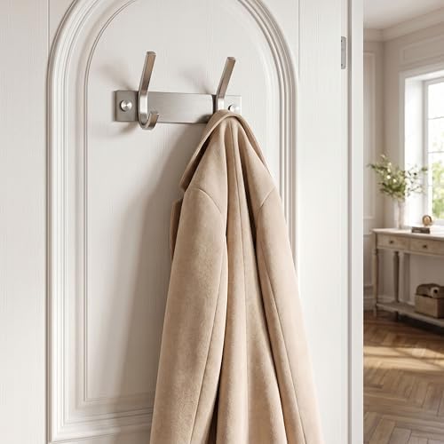 WEBI Set of 2, C-CBG022 Heavy Duty Stainless Steel 304 Hook Rail Coat Rack with 2 Hooks, Satin Finish, Great Home Storage & Organization for Bedroom, Bathroom, Foyers, Hallways - Image 2
