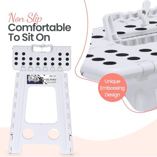 Delxo 17.5 Inch Folding Step Stool,Foldable Step Stool for Adults White - Image 3