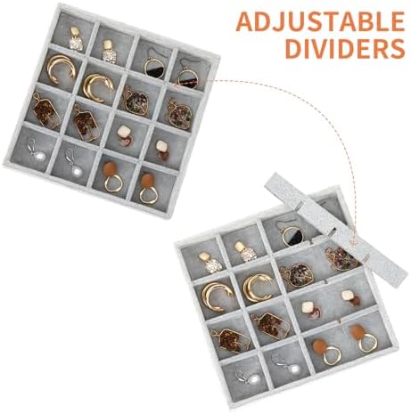 Fixwal Jewelry Organizer Trays 5 Pack 14in Stackable Drawer Box Dividers - Image 3