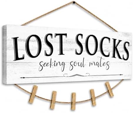 Laundry Room Signs Lost Socks Hanging Decor Wall 6" x 14.5" - Image 4
