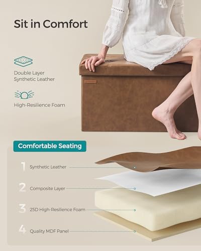 SONGMICS Storage Ottoman Bench, 30 Inches Folding Foot Rest Stool - Image 5