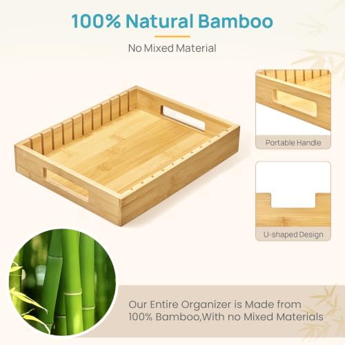 Vtopmart Bamboo Lid Organizers for Kitchen Cabinet Organizer with 7 Section - Image 4