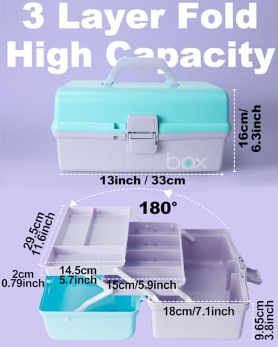 TERGOO 13in Lager Plastic Craft Organizer and Storage 3-Layer Tackle Box - Image 2