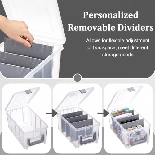 BTSKY Clear Plastic Dividing Storage Box with 4 Deep Compartment Sewing Box - Image 4