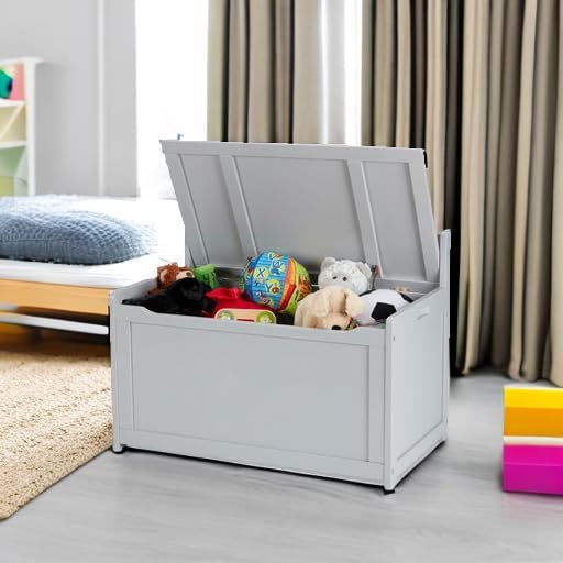 Melissa & Doug Wooden Toy Chest Gray Furniture Organizer - Image 5