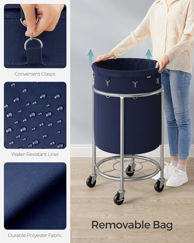 SONGMICS Laundry Basket with Wheels, 29 Gal., Steel Frame, Removable Bag - Image 5