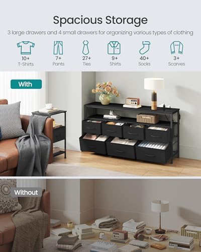 SONGMICS Dresser with App-Controlled LED Lights, 7 Fabric Drawers Dresser - Image 6