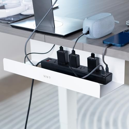 VIVO White 17 inch Extra Deep Cable Management Tray, DESK-AC16-1CW - Image 2