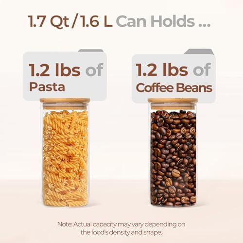 ComSaf Glass Storage Containers with Lids 1.7 Qt, 3 Pack Glass Storage Jars - Image 3