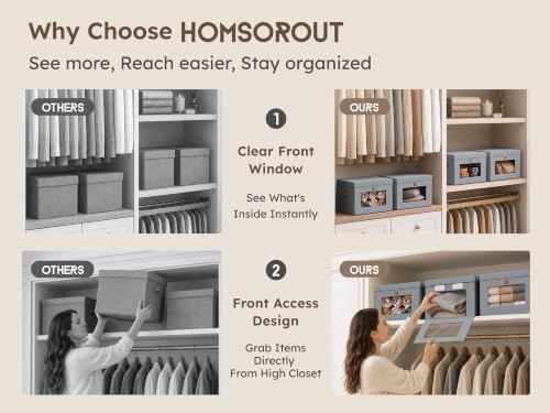 Homsorout Small Closet Storage Bins - Closet Shelf Organizer with Open Window, 6 Pack, Grey - Image 5