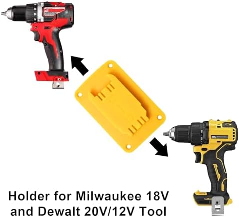 30pas Tool Holders and Battery Holder for Dewalt 20v Wall Mount Hanger Battery Drill Tool Storage Shelf for Milwaukee M18(Yellow) - Image 2