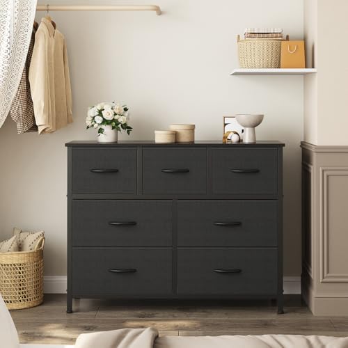 OLIXIS Black Dresser for Bedroom with 7 Fabric Drawers Storage Organizer - Image 2