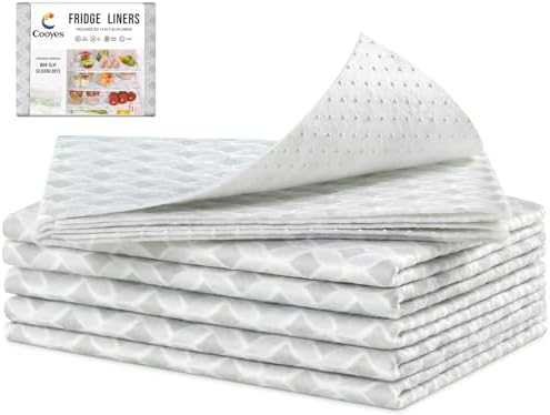 Cooyes Refrigerator Liners, Non-Slip Fridge Liners Washable, Absorbent Refrigerator Shelf Liner for Kitchen Cabinets, Non-Adhesive Refrigerator Mats Fridge bin Liners 12" x 24", 6Pcs by Cooyes