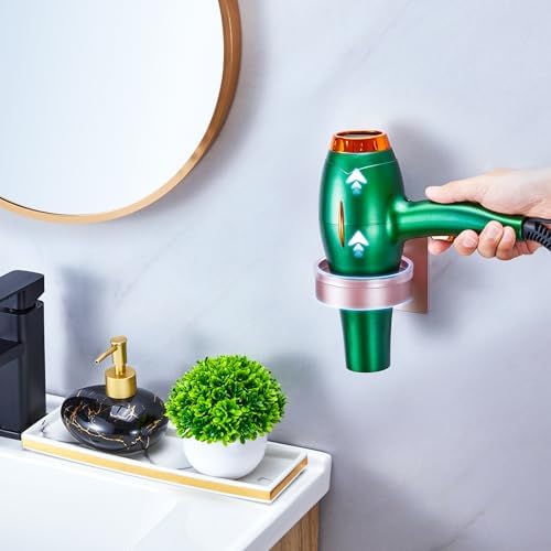 Blow Dryer Holder Wall Mounted, hairdryer holder for bathroom, Blow Dryer Organizer, hair tool organizer wall mount, Adhesive Hair Dryer Storage for Bathroom Barber Shop (Rose Gold) - Image 5