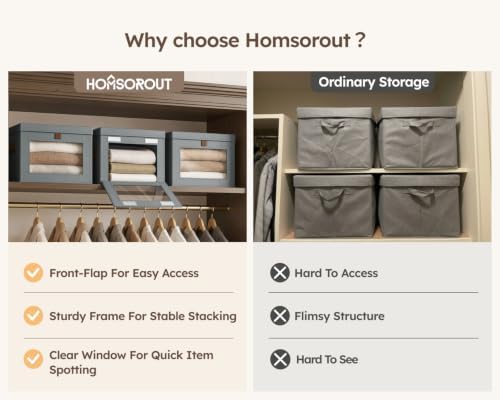 Homsorout Storage Bins with Lids - Closet Organizer with Front Opening - Image 3