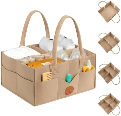 KeaBabies Baby Diaper Caddy Organizer with Handle, Portable (Taupe) by KeaBabies