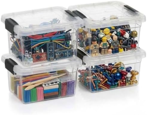 Superio 1.85 Quart Clear Plastic Storage Boxes with Lids, Stackable Organizer Containers, BPA-Free Storage Bins for Home, Office, School & Dorm, 4 Pack by Superio