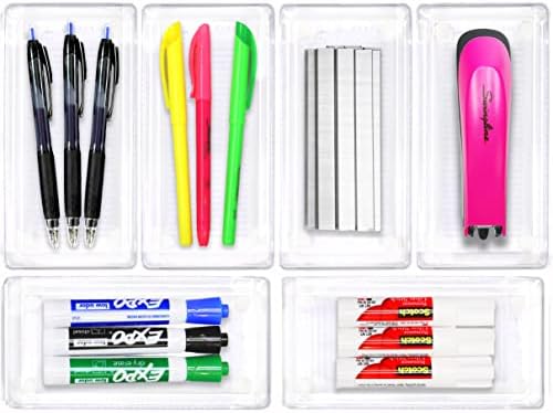 Simple Houseware Clear Desk Drawer Organizer, 3.25"x 6.25", 6 Packs by SimpleHouseware