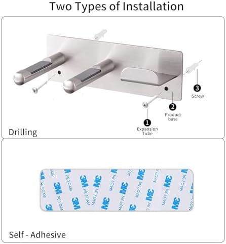 Hair Dryer Holder, SUS304 Adhesive Blow Dryer Holder Wall Mounted Compatible with Dyson Hair Dryer, Hair Dryer Organizer Dyson Hair Dryer Wall Mount - Image 4