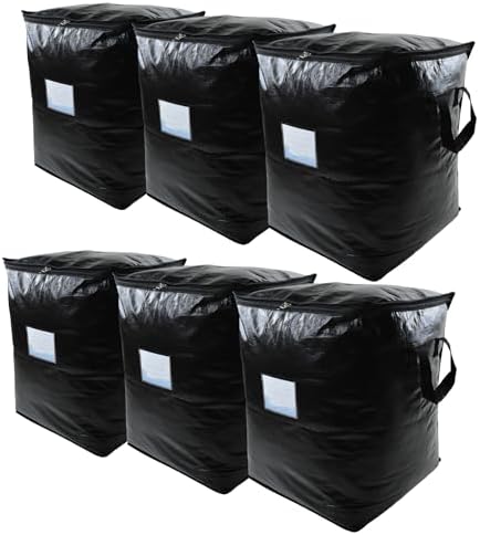6 Pack 91L Storage Bags for Clothes, Moving Bags Heavy Duty Extra Large with Reinforced Handle, Storage Containers for Organizing Bedding, Blanket, Sheets, Pillows, Toys, Christmas Decorations by GONGKANGYUAN