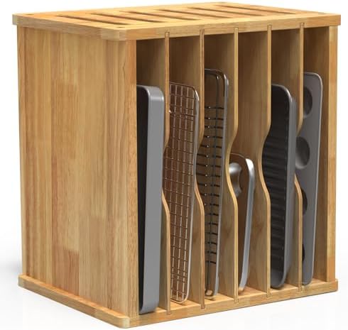 7 Tier Rubber Wooden Tray Dividers for Cabinets, Cookie Sheet Organizer by sandpaint