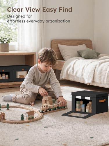 Homsorout Small Closet Storage Bins - Closet Shelf Organizer with Open Window, 4 Pack, Black - Image 7