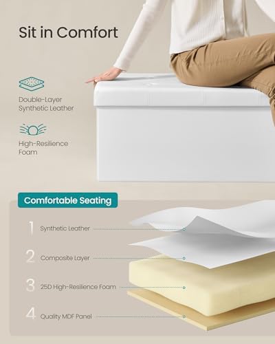 SONGMICS Storage Ottoman Bench, 30 Inches Folding Foot Rest Stool - Image 4