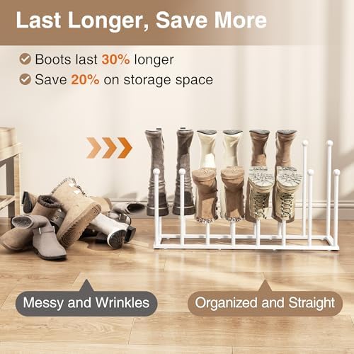 Freestanding Boot Rack, Shoe Storage Organizer Fit for 8 Pairs, White - Image 4