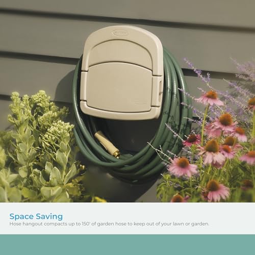 Suncast CPLDHH15000 Deluxe Garden Hangout with 150-Foot Capacity And Enclosed Storage Compartment, DHH150 Hose Hanger, No Size, Light Taupe - Image 3