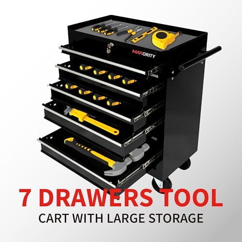 Maxority 7-Drawer Heavy-Duty Rolling Tool Chest Cabinet with Lock Mobile Cart for Garage & Workshop, Black - Image 4