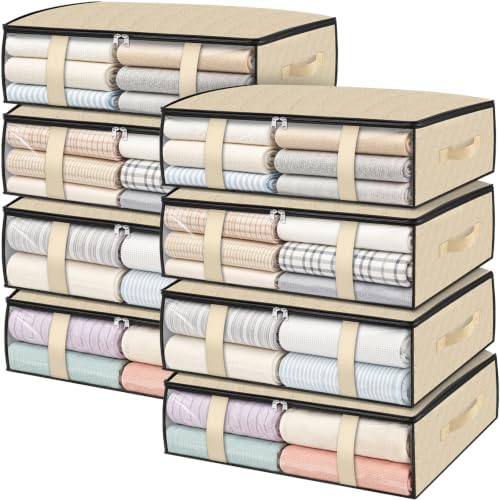 8 Pack Storage Bags, 40L Clothes Storage Containers, Storage Bins, Beige by StorageRight