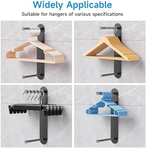 Hanger Holder for Laundry Room, Wall Mounted Clothes Hanger Organizer Stacker, Metal Space Saving Hangers Storage Rack for Washing Machine Dryer (Black, 1Pc) - Image 2
