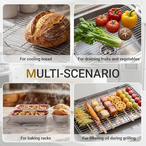 Lounsweer 2 Pack Cooling Racks, 10L x 18W x 1H Stainless Steel Wire Rack for Baking Sheet, Large Cookie Cooling Rack, Oven Safe Cooking Racks for Sheet Pan, Dishwasher Safe, Full Size - Image 6