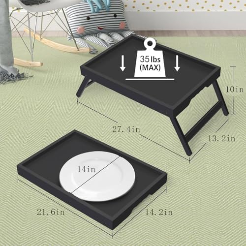 Artmeer FSC 100% Bamboo Bed Tray with Folding Legs, X-Large, Black - Image 3