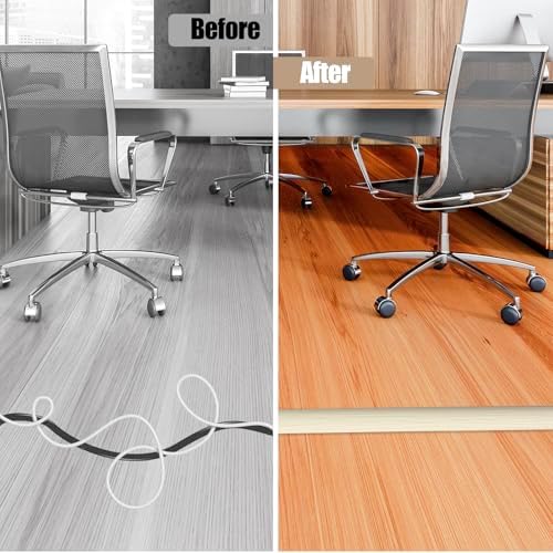 Floor Cord Cover Self Adhesive Cord Hider,10FT Cable Management, Extension Strip Protector for Wires, Prevent Cable Trips for Offices, Gyms, Exhibitions Cavity:0.51"(W) x 0.3"(H) Yellow Wood - Image 5