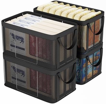 Aokeyee 4 Pack Large Deep Freezer Organizer Bins, with Handles by Aokeyee