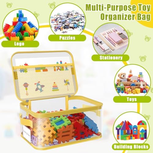 8 Pack Large Clear Toy Storage Bags with Labels, Handles, Zippers, L+XL - Image 5