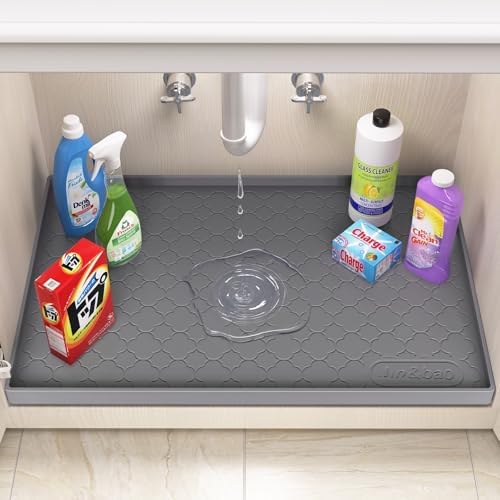 Jin&Bao Under Sink Mat 40" x 19" Waterproof Silicone Cabinet Kitchen Liner - Image 3