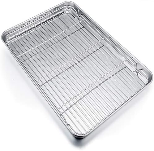 P&P CHEF Stainless Steel Baking Sheet with Rack Set for Cookie, 19.6 Inch by PPCHEF