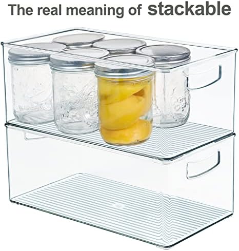 Hudgan 2 Pack Straight Sides Stackable Pantry Organizer Bins for Home Edit - 13.5''L x 7.5''W x 5.5''H - Image 3