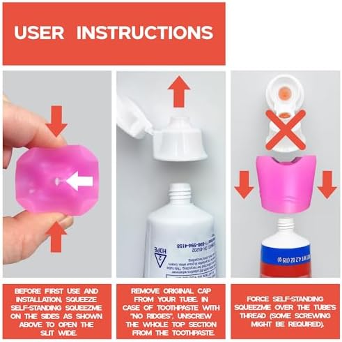 Chrome Cherry SqueezMe Silicone Self-Closing Toothpaste Caps, No-Mess Dispensing for Kids and Adults, Easy Installation, Compatible with Most Standard Tubes, Self-Standing Pink, 1-Pack - Image 6