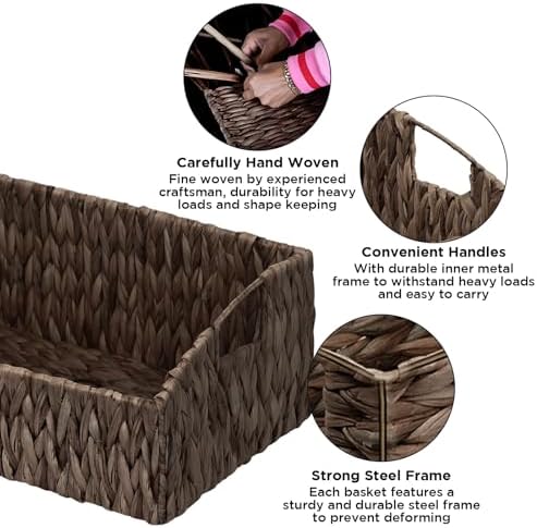 Pantry Baskets Organization, Wicker Basket for Shelf Black - Image 3