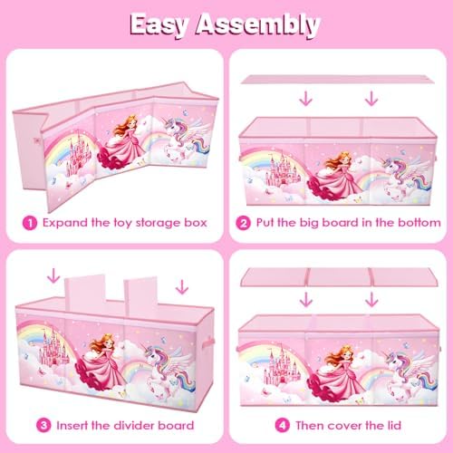 Toy Storage Box with Lids Extra Large Collapsible Toy Box Chest for Kids - Image 6