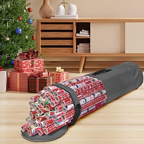 Wrapping Paper Storage Bag | Wrapping Paper Organizer Under Bed for Storing Multiple Rolls of Gift Wrap, 42” Length Container Constructed of Durable 600D Oxford Material (Gray) - Image 2