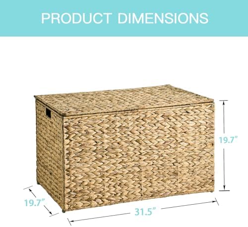 Water Hyacinth Storage Basket with Lid, 52.8 Gallon(200L),Natural - Image 3